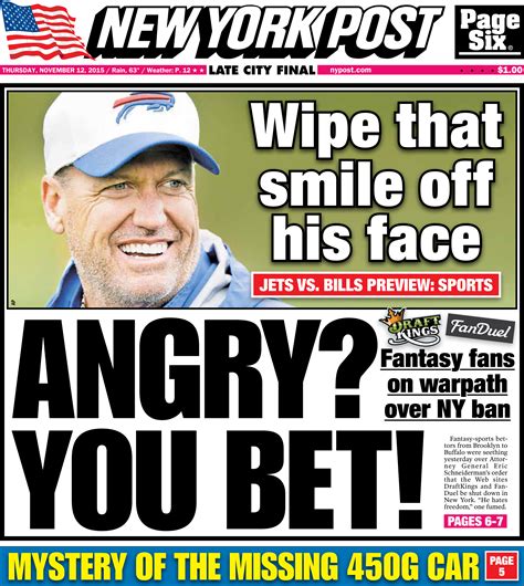 7, 2016, after de Blasio refused to answer a question from Post reporter Yoav Gonen, whining that he only field inquiries from "real media outlets" and sniffed that. . Cover of the new york post